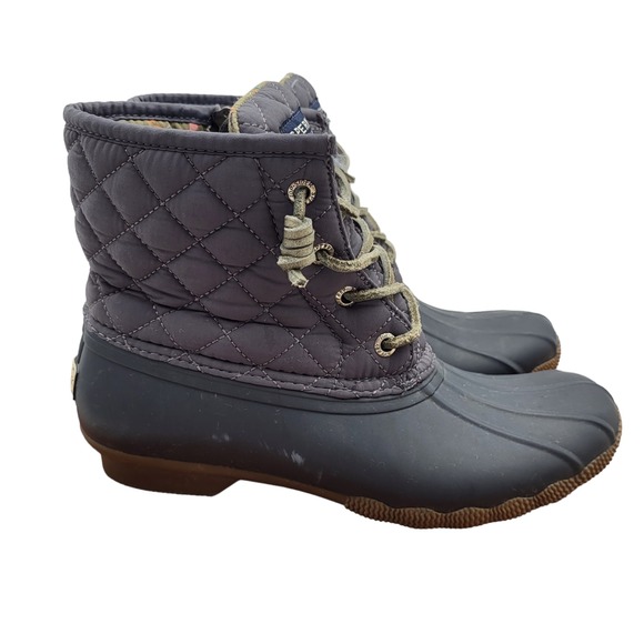 Sperry Saltwater Duck Rain Boots Womens Size 6.5 Blue Ankle Lace Up STS93027 - Picture 1 of 15